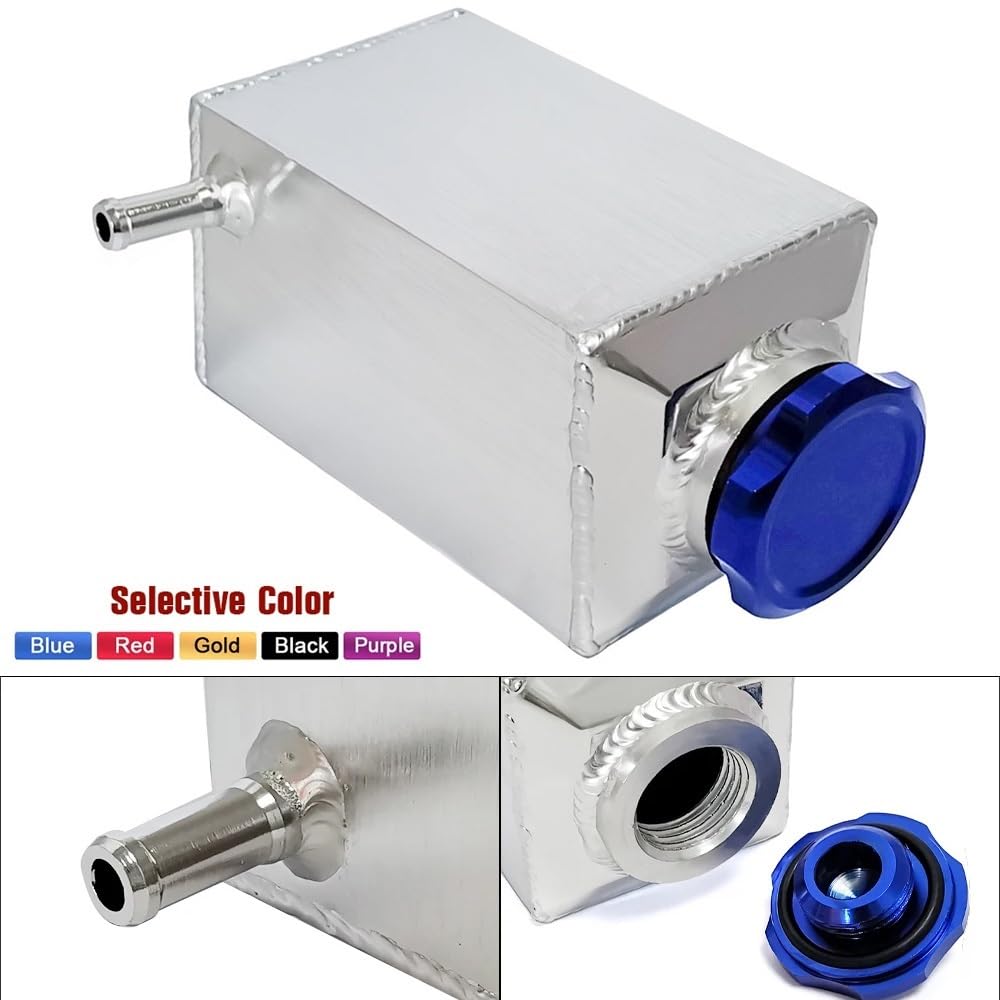 zbiornik płynu chłodzącego 1L kwadratowy zbiornik do pobierania oleju samochodowego aluminiowy silnik samochodowy zestaw odpowietrzający i akcesoria(PURPLE)