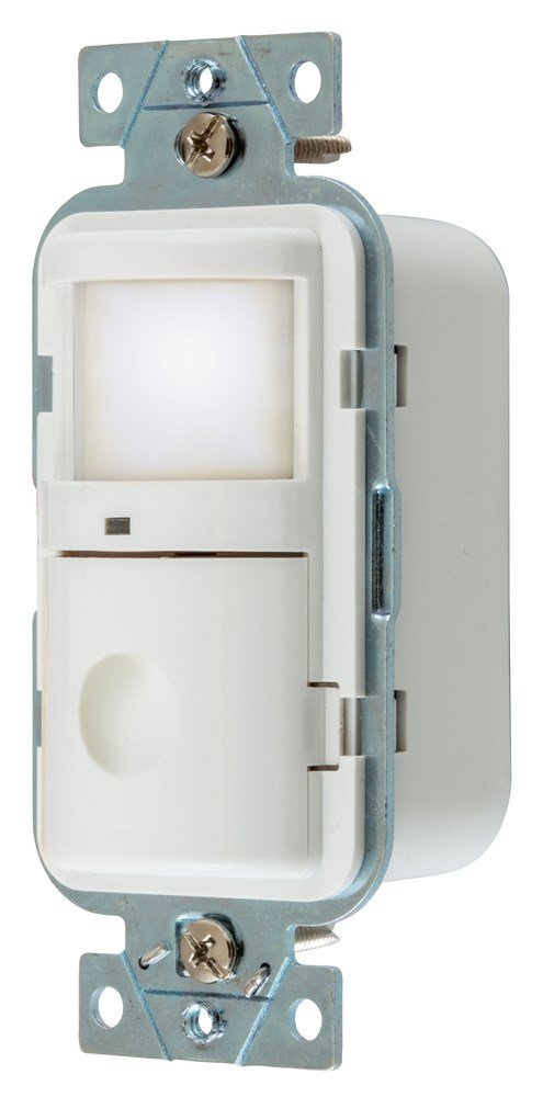 Hubbell Wiring Systems WS1000NW Lighting Controls, VAC Ancy/Occupancy Sensors, Wall Switch, Passive Infrared Technology, Single Circuit, 120VAC, 500W with Night Light, White
