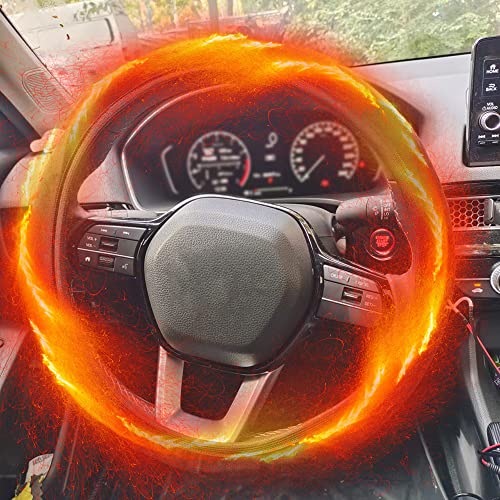 Bohisen Universal Heated Steering Wheel Cover 15" Steering Wheel Warmer 12V Electric Heating Cover Auto Steering Wheel Black Protector Cover With Heater Car Accessories For Car Van Truck #TOP1