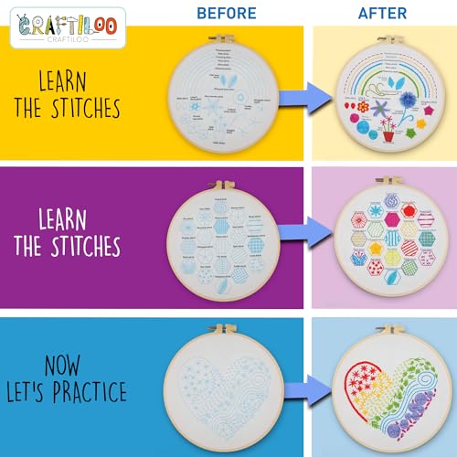 Image of CRAFTILOO Embroidery Kit for Beginners Cross Stitch Kits for Beginners Needlepoint Kits for Adults Embroidery Kits for Adults Cross Stitch kit Heart