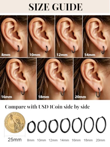 Image of Silvora 14K Gold Plated Huggie Hoop Earrings for Women, Small Sterling Silver Hoops, Hypoallergenic Cartilage Earrings for Sensitive Ears 8 /10 /12 /14 /16 /18 /20MM