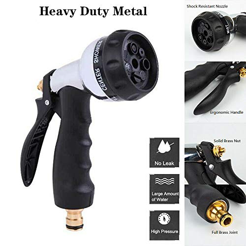 Tuinslang spuitpistool met 7 patronen,Heavy Duty metalen tuinslang mondstuk zinklegering hogedrukwaterpistool groter… - Afbeelding 3