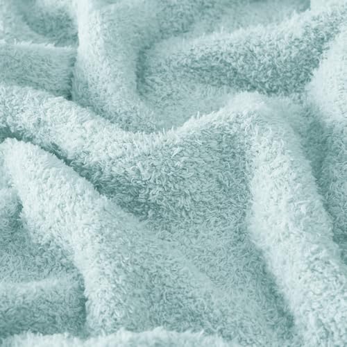 Image of CYMULA Knit Throw Blanket for Couch Sky Blue - Super Soft Lightweight Plush Fuzzy Fluffy Cozy Blankets and Throws for Sofa Bed, 50 x 60 inches