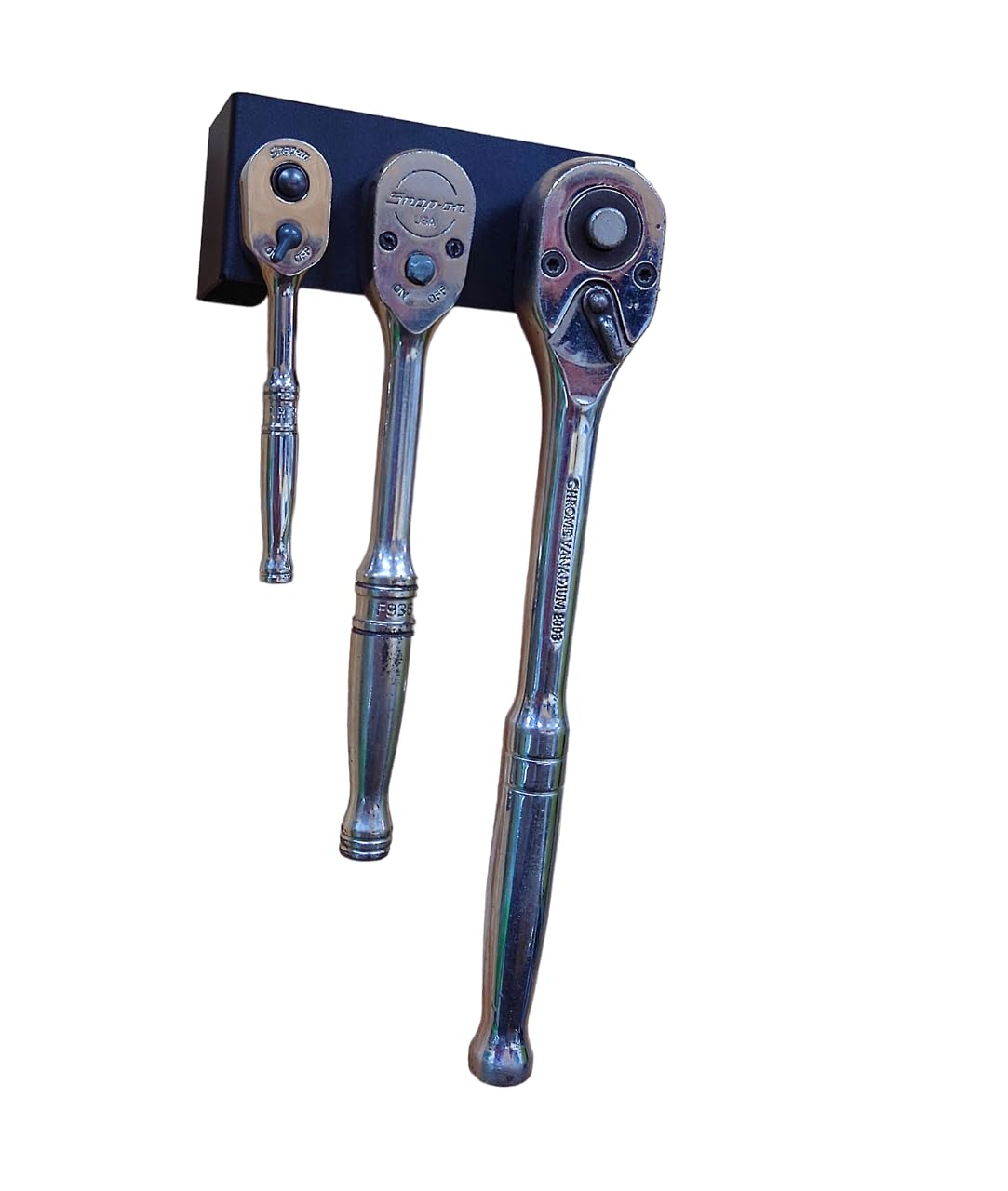 Megamaxx Black Uk Wall Mount Ratchet Holder (Sitable For 3 Sizes) - Tool, Diy, Toolbox, Wrench, Spanner, Workshop, Warehouse, Garage, Shed, Home, Universal, Drive, Socket, Torx, Tidy (Textured )