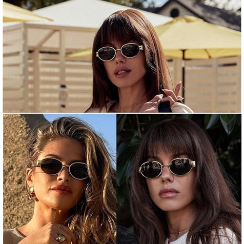 PROUDDEMON Retro Oval Sunglasses for Women Men Trendy Sun Glasses Classic Shades UV400 Protection2