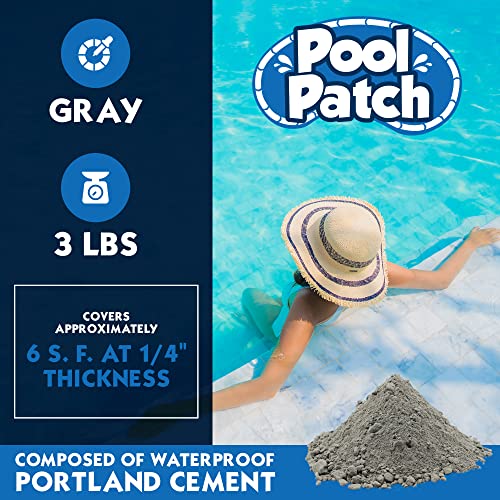 Pool Patch Gray Pool Tile Adhesive Thinset Repair Kit 3 Lb - Easy To Mix And Apply Setting Formula - Perfect To Glue Pool Tile - Quick-Drying, Extra Strong Bond - (Coverage: Approx. 6 Sq. Ft) #TOP3