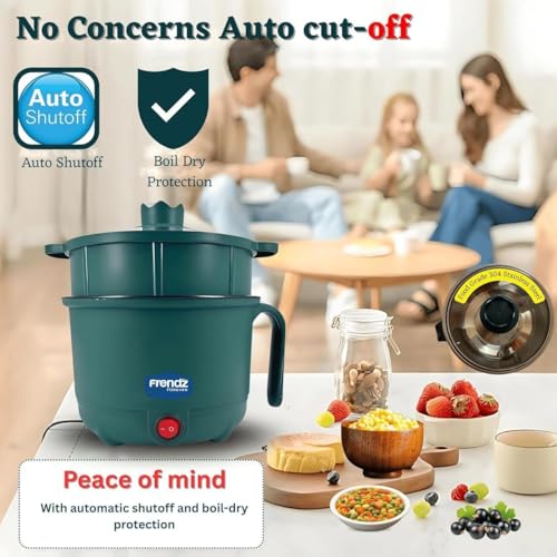 Image of MISCIBLE 1.5L Electric Multi-Function Food Warmer with Egg Tray & Steamer, Portable Mini Heating Kettle, 600W Travel Meal Maker with Auto Shut-Off & Boil Dry Protection for Soup, Noodles & Baby Food