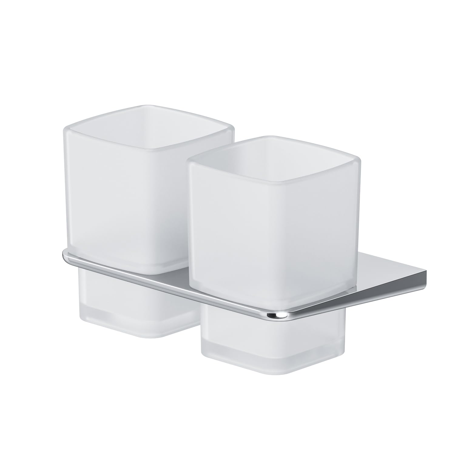 Zahnputzbechern (2 Stück) mit Halterung - Becher aus Satiniertem Glas, Wandhalterung - zur Wandbefestigung - mit Bohren, AIB343400 AM.PM Inspire 2.0