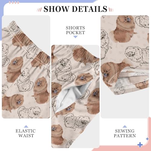 ZZXXB Pomeranian Dog Print Boys Long Pants Soft Trousers Elastic Waist Kids Lounge Bottoms with Pockets S-XL4