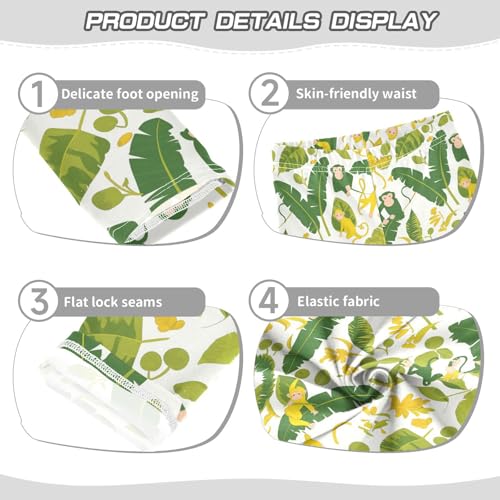 KLL Monkeys Bananas and Palm Leaves Girls Basic Leggings Stretchy Full Length Dance Pants Exercise3