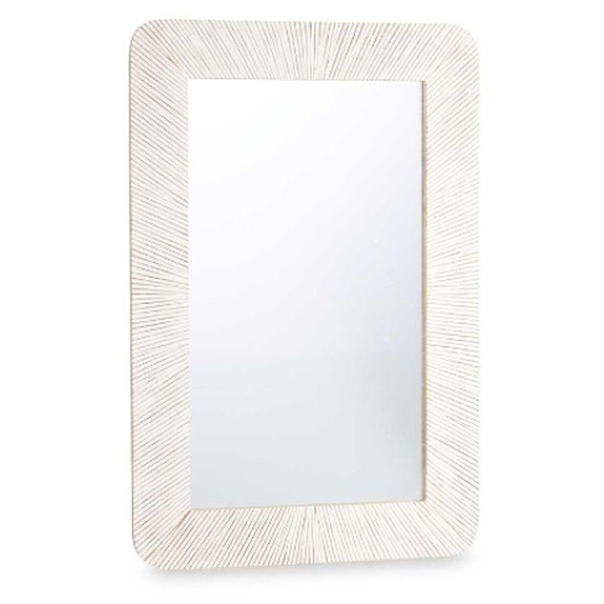 Gift Decor Espejo de Pared Blanco Marrón Madera de Mango Rayas 90 x 60 x 2 cm