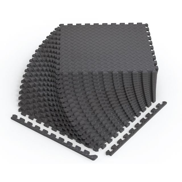 Norsk Foam Floor Gym Mats with Interlocking Tiles 47 Thick 24x24 54-Pack 216 Square Feet Diamond Plate Design