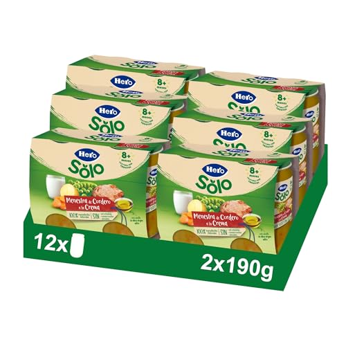 Hero Baby Recetas CaserasTarritos de Menestra de Cordero a la Crema - Para Bebés a Partir de los 8 Meses - 6 Packs de 2 x 190 gr