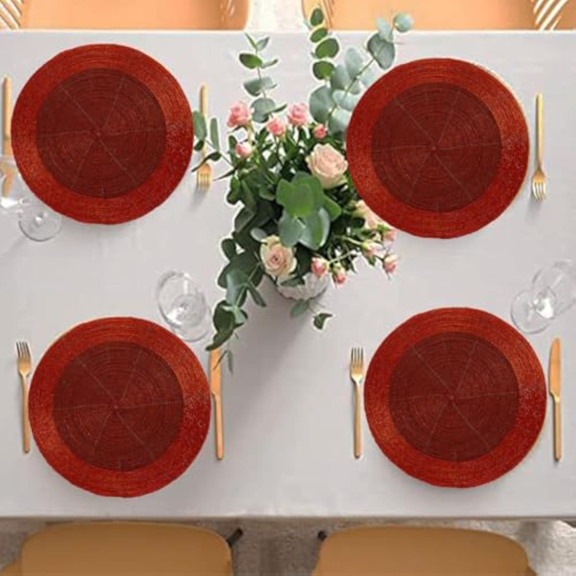Decorative Handmade Beaded Round Placemat, Set of 2