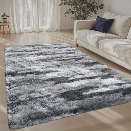 Zebra 4x6 ft Fuzzy Rug for Living Room,Black White Bedroom Area Rugs Non-Slip,Carpet for Nursery Kids PlayRoom Indoor Modern Plush Carpets