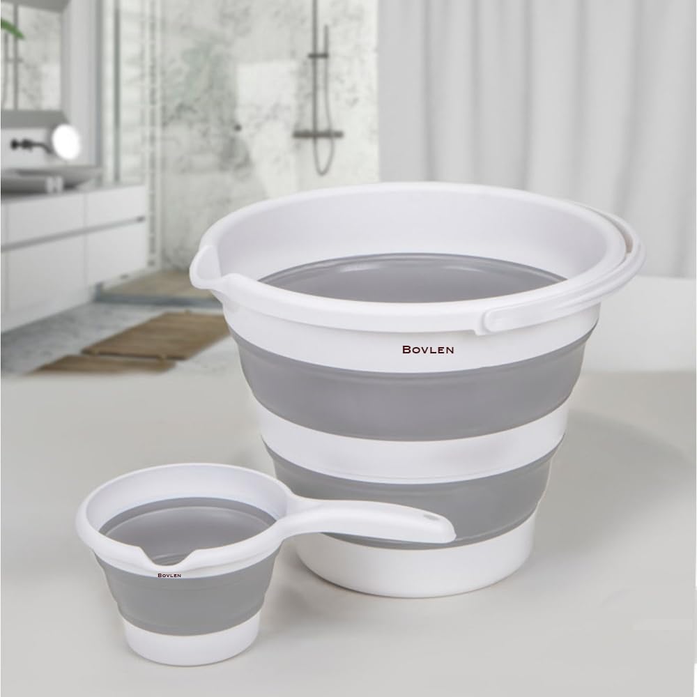 Bovlen 2'li Set Katlanabilir Kova ve Maşrapa - Bebek Banyosu Seti - 32.5 x 27.5 x 6 cm