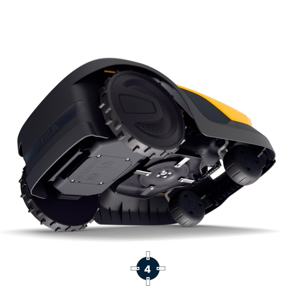 STIGA Robot cortacésped A 10 V, 25,2 V, 18 cm, cámara AI, paquete de conectividad de 10 años, carga automática, jardines de hasta 1000 m²