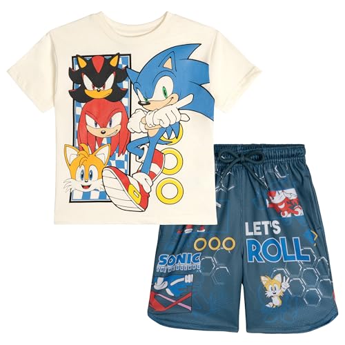 Image of SEGA Sonic the Hedgehog Athletic T-Shirt and Mesh Shorts Outfit Set Toddler to Big Kid Sizes (2T - 18-20)