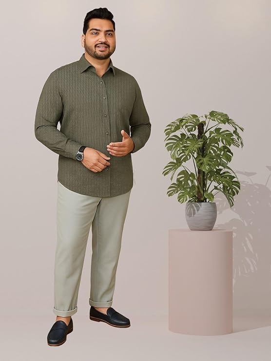 Image of GRECIILOOKS Men's Shirt | Formal Button Down - Slim Fit Office Shirt's for Men | Premiuim Textured Long Sleeve Cotton Blend | Business & Meeting Ready