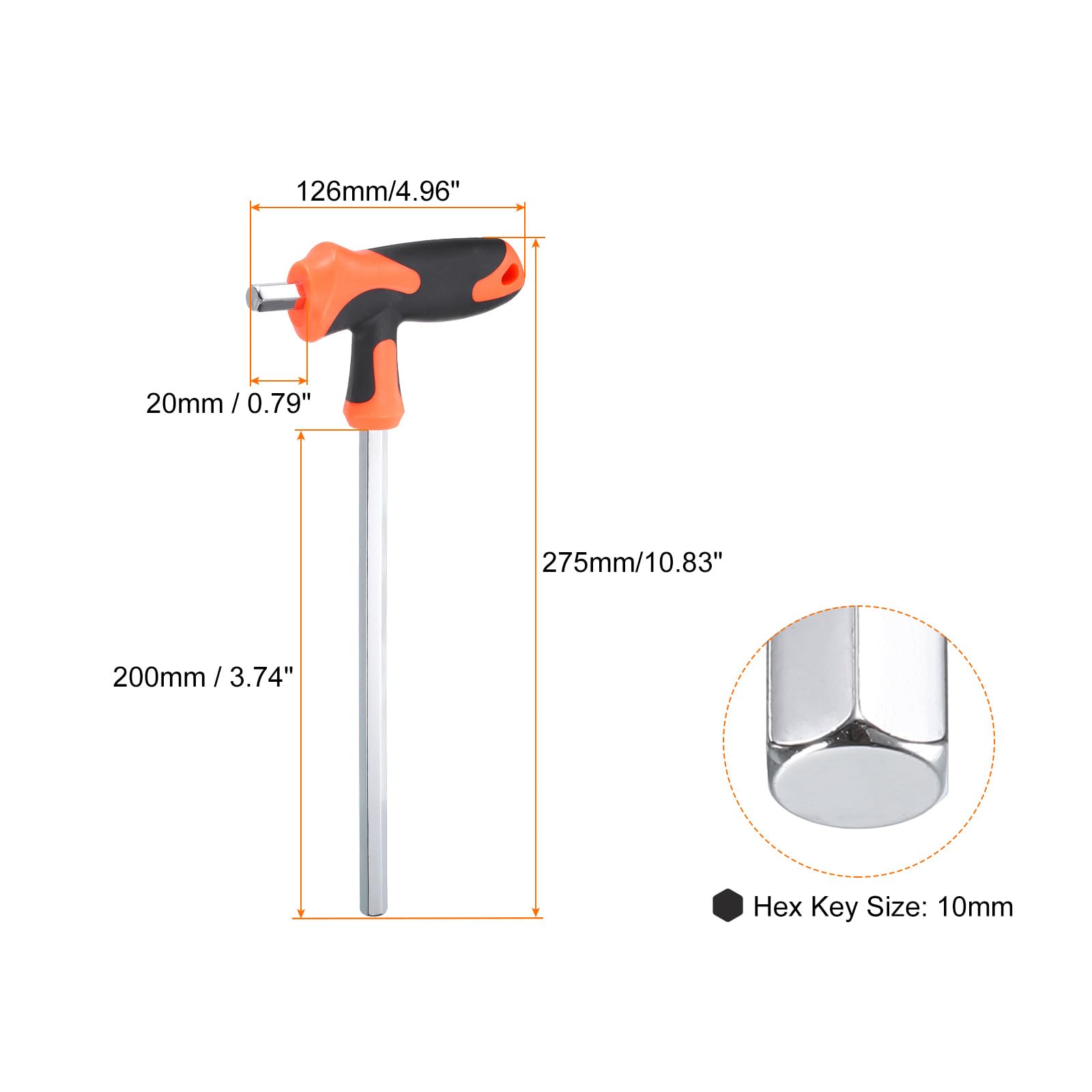 HARFINGTON T-Griff Sechskantschlüssel, 8 Mm – Robuster T-Schlüssel Mit Gepolstertem Griff Für Werkstatt & Heimwerker