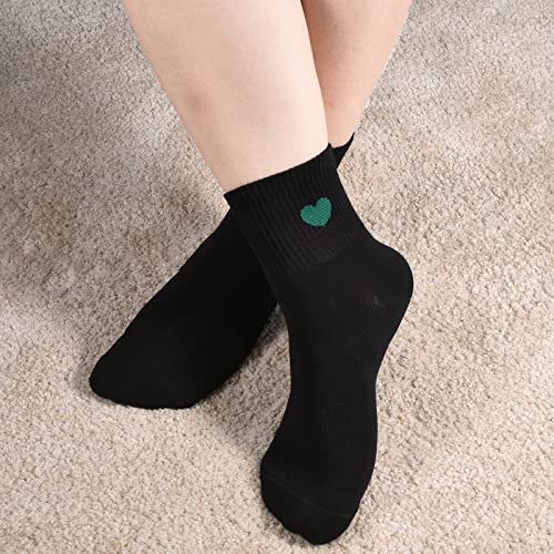 Image of Corlap Women's Cotton Crew Socks - Ankle High Fun Cute Heart Casual Dress Athletic Socks - 5Pairs Gifts for Mother /Her