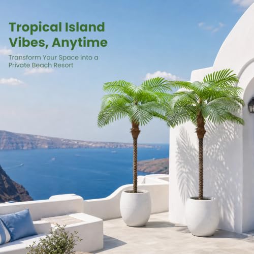 Image of Artificial Palm Trees for Outdoors,6.5ft Tall Fake Plant for Indoor /Outdoor