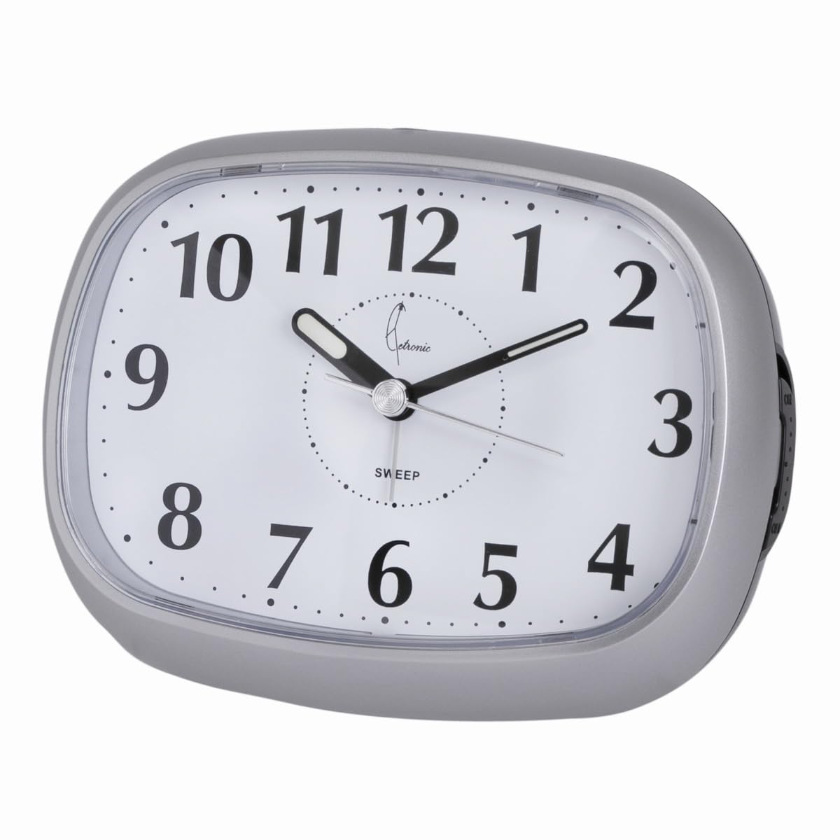 Cetronic Grey Alarm Clock with Silent Movement, Snooze Function, Petit