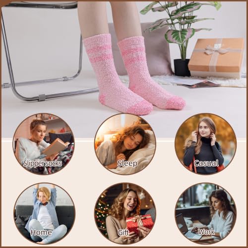 Image of Velice Womens Fuzzy Socks Soft Cozy Fluffy Slipper Winter Thick Warm Plush Sleeping Christmas Socks