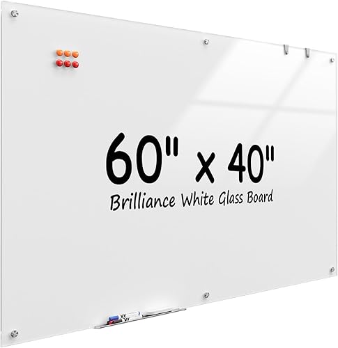 Miniatura 20 de MaxGear Pizarra blanca de vidrio de 72 x 48 pulgadas (6 x 4 pies) para montaje en pared, pizarra blanca magnética con 1 borrador, 1 bandeja de