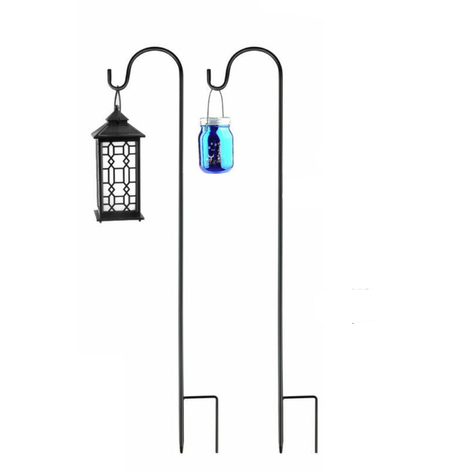 WMLBK Shepherds Crook Hooks, Metal Black Stake Stand Hangers Garden 3 Section Stitching Hooks Bird Feeder Poles for Garden Plant Lights Weddings Flower Ball Plant Baskets Lantern (90cm)