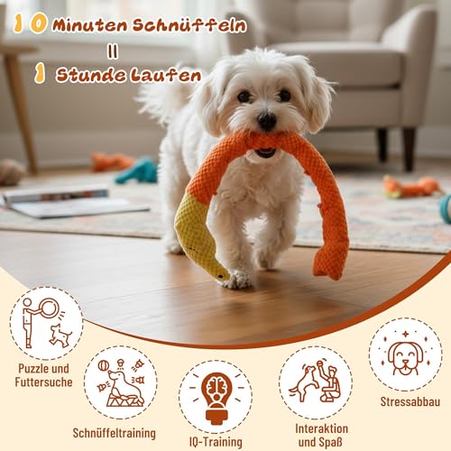 Nilioyul Schnüffelspielzeug Hundespielzeug, Hund Intelligenz Unzerstörbar Quietschend Interaktives Stoffspielzeuge Gelb Schneckenform Futtersuche Instinkt Training, für Große Mittlere Kleine Hunde