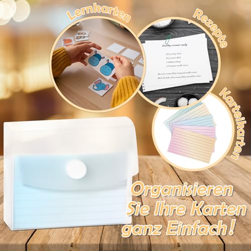 300 Blätter Karteikarten liniert A8 mit Box Farbverlauf Lernbox 3 Farbig