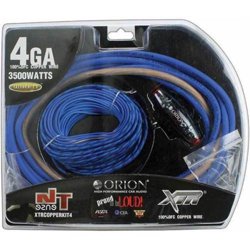 Orion COPPERKIT4 4 AWG True OFC Complete Amplifier Wiring Kit, 3500W High Current Car Audio Amp Subwoofer Install Kit, 4 Gauge Power Cable with ANL Fuse Holder, RCA & Speaker Wire