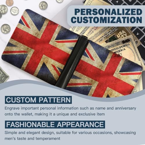 Vintage British Flag Wallet Foldable Patriotic Leather Purse with Card Cash Holder for Men Women Travel Gift2