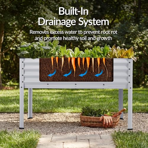 Image of Best Choice Products 48x24x30in Galvanized Raised Garden Bed, Metal Elevated Planter Box, Vegetable Garden for Backyard, Patio, Balcony, 100% Non Toxic Materials - Moonlight Gray