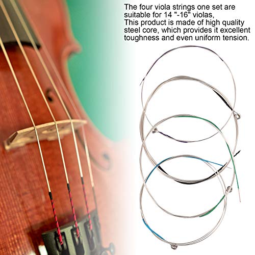4 Stück/Set Viola Saiten, Universal Full Set Stahlkern Professionelle Viola Saiten E A D G für 14‑16 Bratschen in satten und warmen Tönen Viola Saiten Musikinstrumentenzubehör