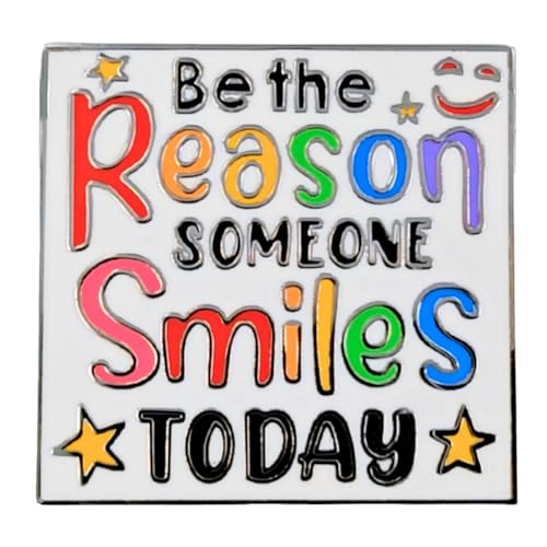 Enamel Pin,BE THE REASON SOMEONE SMILES TODAY Lapel Pin,Inspirational Quote Badge,Rainbow Colors Brooch,Gift For Friends Family Teens DIY Decor Canvas Bags Denim Jacket Backpack Accessory