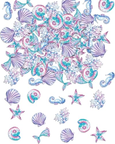 JUKOTA 100 peças de confetes de festa de sereia de verão, decoração de mesa, para aniversário infantil e festa no mar, decoração marinha paramesa e espaço e mesa