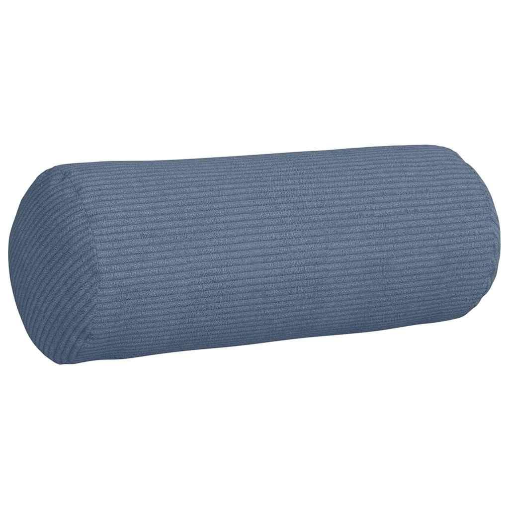 Poduszka bolster 2 sztuki, niebieska, Ø 15 x 40 cm, miękki materiał sztruksowy, cylindryczny, do salonu, sypialni, komfort wewnątrz