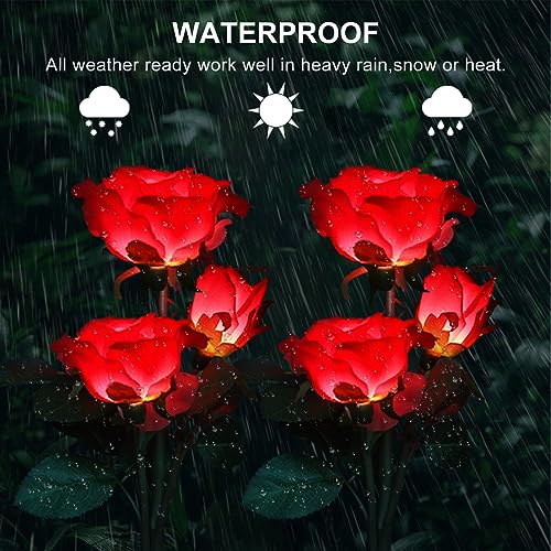Image of Rose Lights Solar Powered for Women: Garden Light Waterproof for Yard Decorations Outdoor - Flower Lamp Colorful Lighting Cemetery Decor - Mother'S Day Birthday Gifts for Mom Wife 2 Pack Colorful
