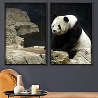 2 Piece Framed Canvas Wall Art Panda Canvas Prints Home Artwork Decoration for Living Room,Bedroom - 16