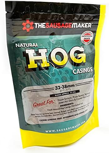 The Sausage Maker - North American Natural Hog Casings for Home Sausage Making, Make 25 lbs. of Standard Italian, Polish and Bratwurst at about ~1.5” Stuffed Diameter Links (1)