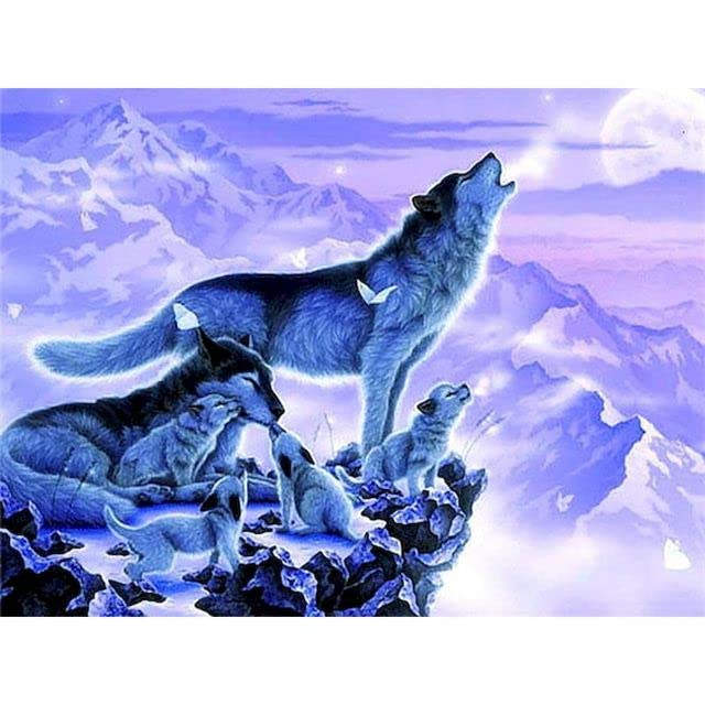 Amazon | オオカミの油絵数字キット動物上のキャンバス現代家の装飾