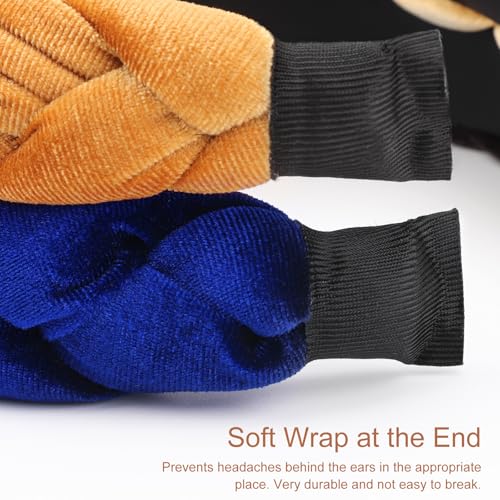 Image of DRESHOW Braided Headbands for Women Velvet Hair Hoop Elastic Criss Cross Hair Bands Accessories