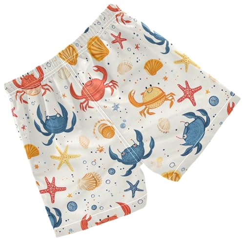 Pigsaly Boys Swim Trunks Cute Crabs Seashells Starfish Boys Board Shorts Swimsuit Swimwear Summer Bathing Suit 4T Multicolor2
