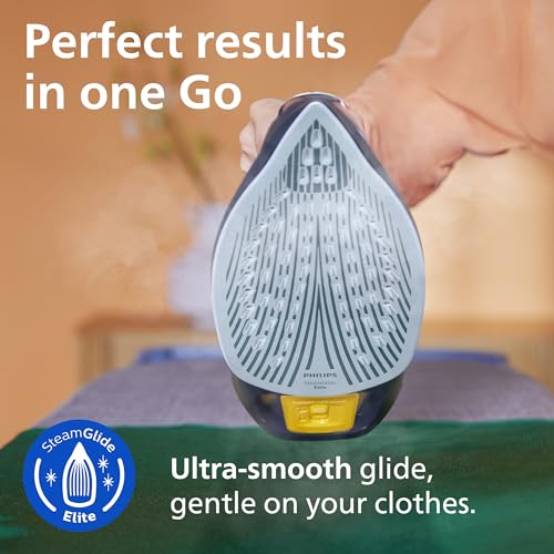 Philips Azur 7000 Series Steam Iron - 3000W, 55g/min Steam, 250g Steam Boost, Vertical Steam, SteamGlide Elite Soleplate, Blue/Yellow (DST7060/20) - Image 6