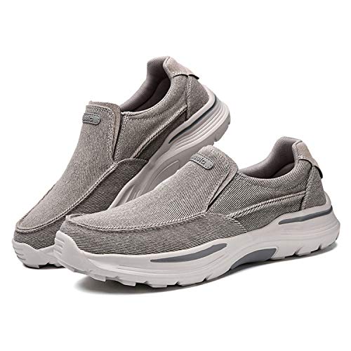 JAMONWU Mens Slip On Shoes Cloth Shoes Casual Loafers Walking Shoes Lightweight Outdoor Shoes (10.5 US,A_Grey)2