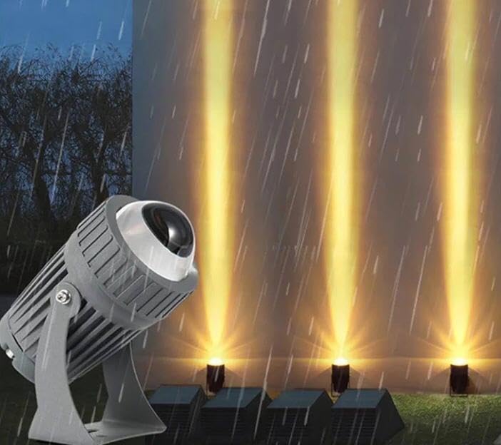 AHUJA INTERNATIONAL Garden Spike Grey Body Light Outdoor Corded Electric Waterproof Wall Lamp Long Distance Straight Beam Spot Light (Warm White) Garden Light (10 Watt Lens)