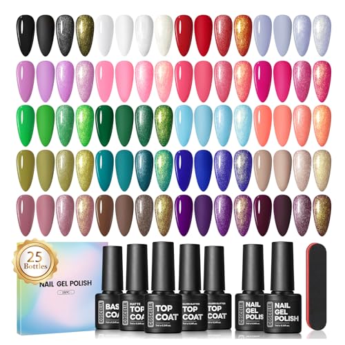 COSCELIA 25PCS Gel Nail Polish Set Winter Spring Colors Gel Nail...