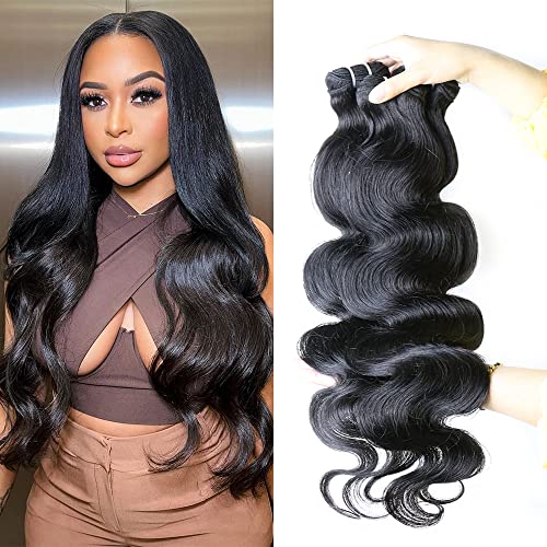 10A Brazilian Hair Body Wave Bundles (24 24 24 Inch,Natural Black) 100% Unprocessed Virgin Human Hair Body Wave Human Hair Bundles Body Wave 3 Bundles Human Hair Extensions…